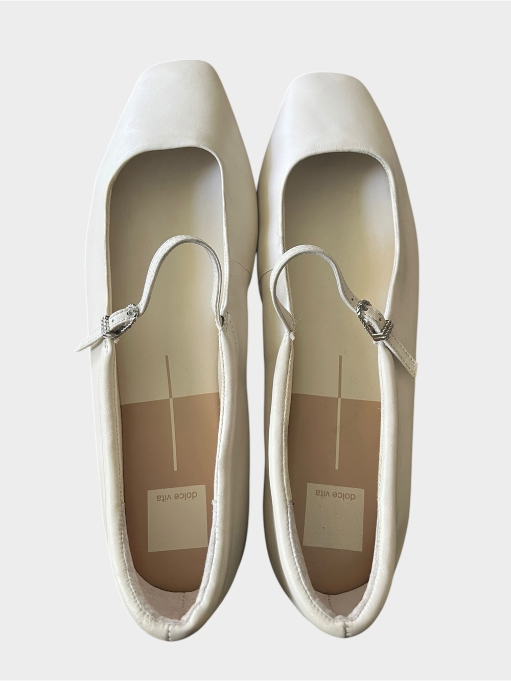 Dolce Vita Reyes Ivory Leather Mary Jane Ballet Flats Women’s Size 12
